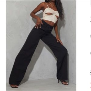 Pretty Little Thing Tall Black Wide Leg Dad Pants